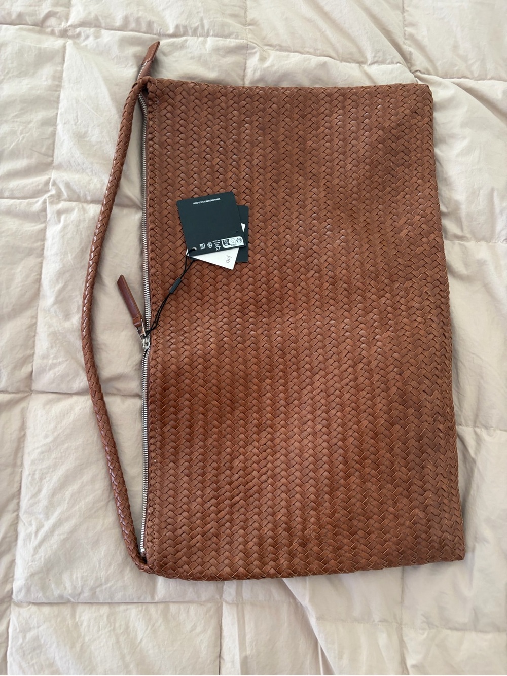 Massimo Dutti Woven Brown Leather Satchel Bag 6900/607/702 - Picture 10 of 12